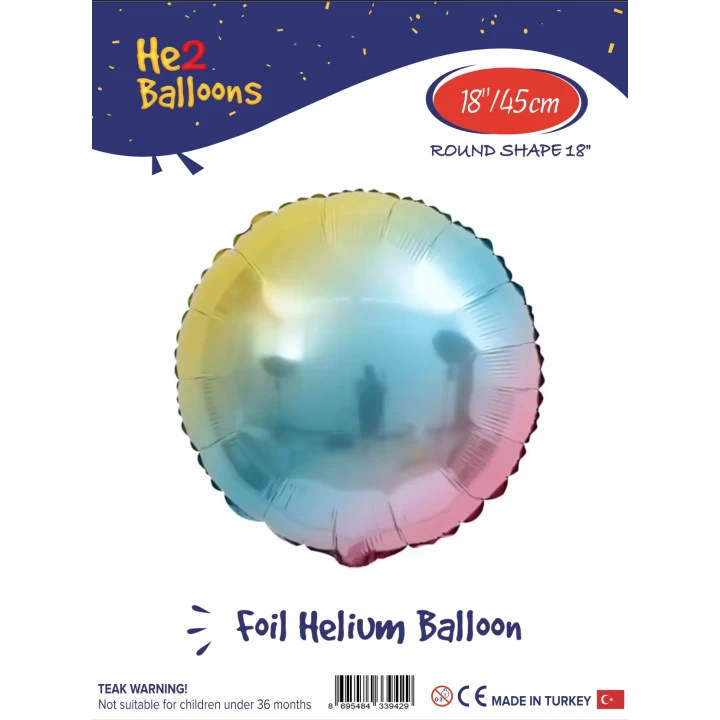 18Gökkuşağı Yuvarlak Folyo Balon