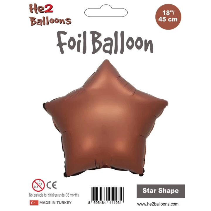 18 Kahverengi Renk Yıldız Folyo Balon
