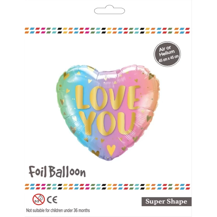 18 Kalp Love You Folyo Balon