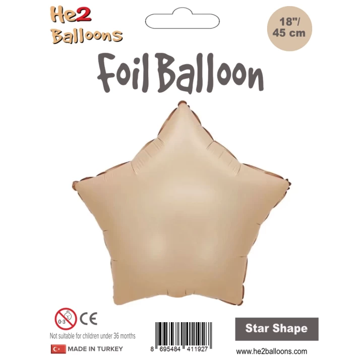 18 Karamel Renk Yıldız Folyo Balon