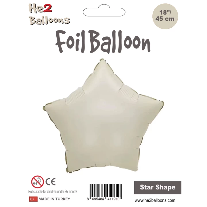 18 Krem Renk Yıldız Folyo Balon