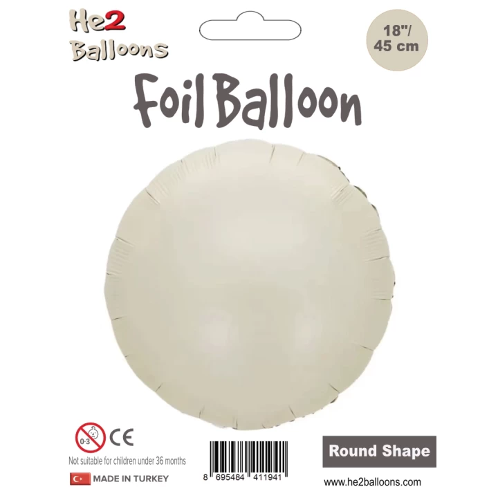 18Krem Yuvarlak Folyo Balon