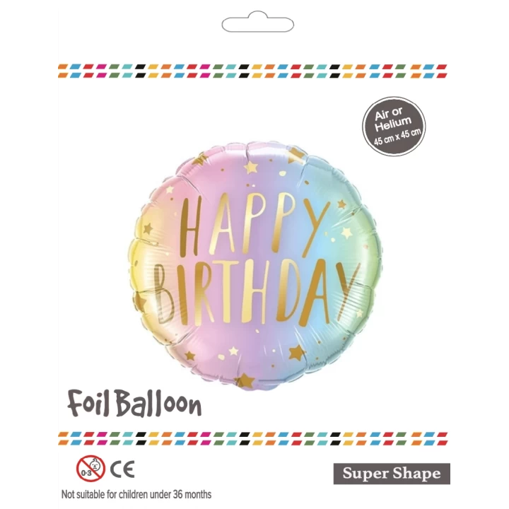 18Yuvarlak Unicorn Happy Birthday Folyo Balon