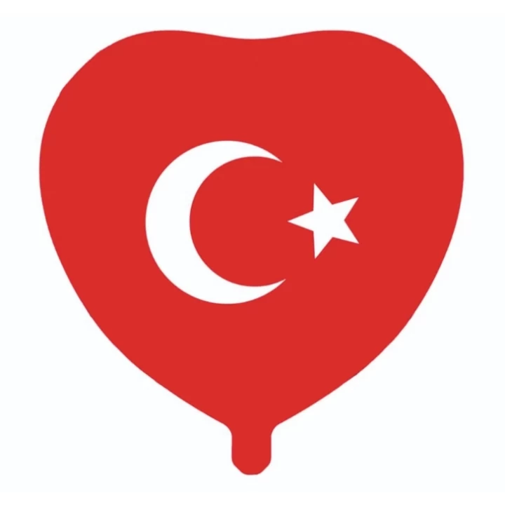 24Bayrak Baskılı Kalp Folyo Balon 50 Li Paket