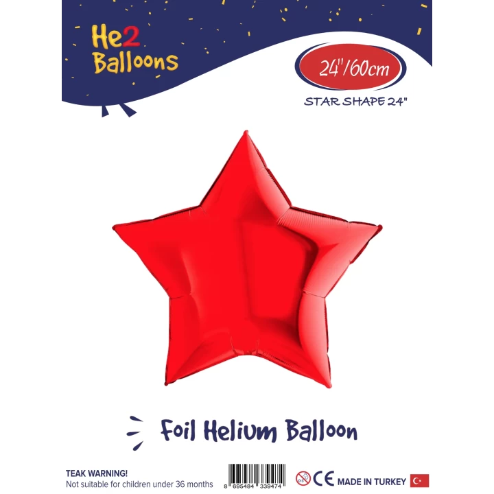 24Kırmızı Yıldız Folyo Balon