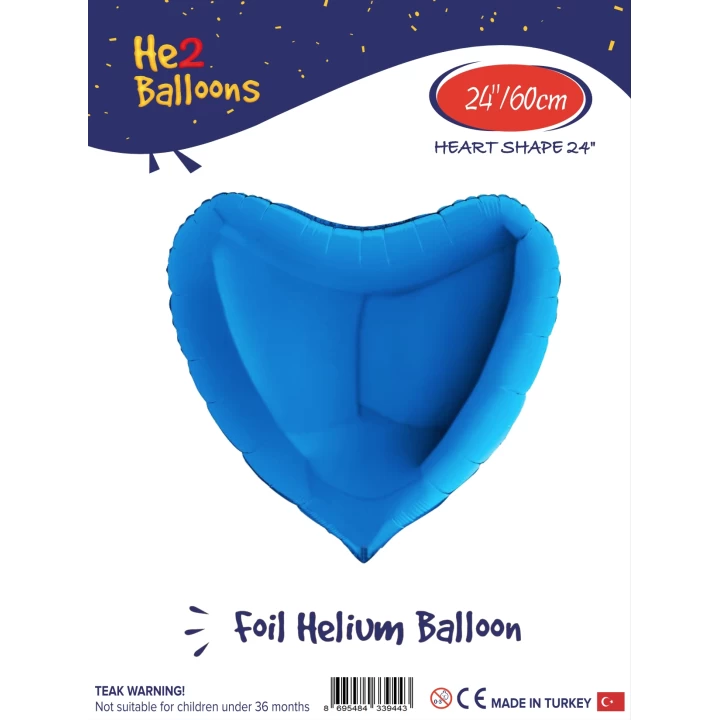 24 Mavi Kalp Folyo Balon
