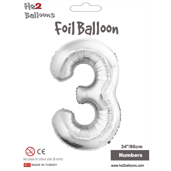 34 Gümüş Renk Folyo Balon ( 3 )