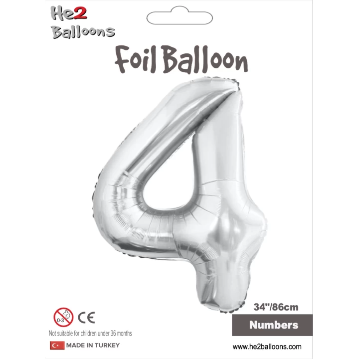 34 Gümüş Renk Folyo Balon ( 4 )