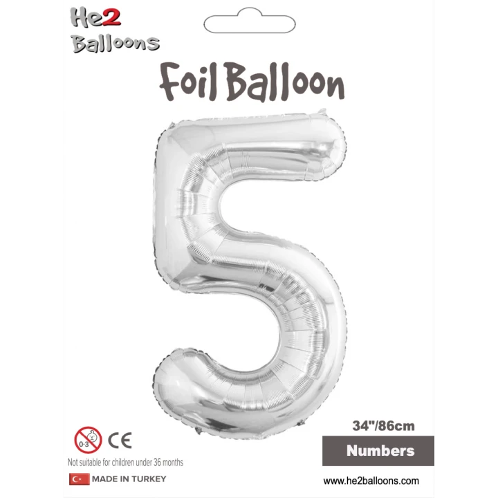 34 Gümüş Renk Folyo Balon ( 5 )