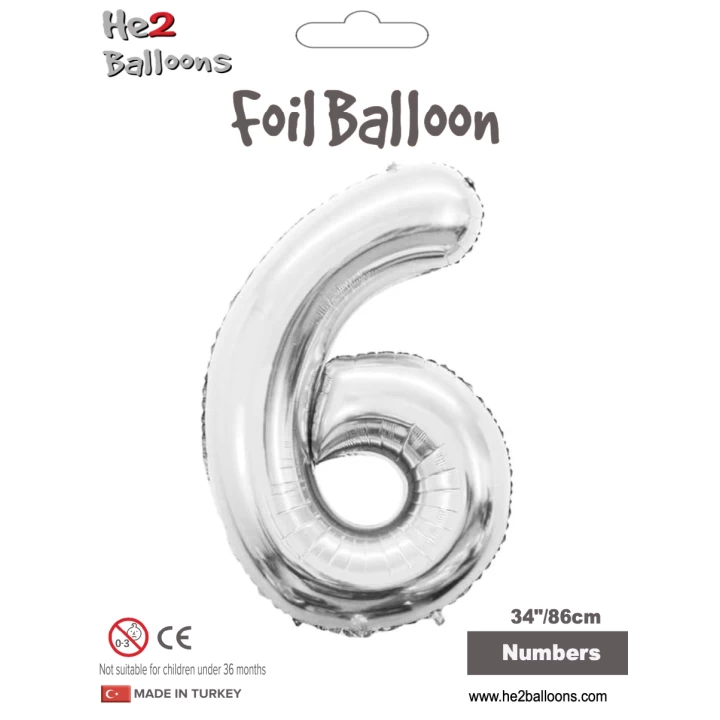 34 Gümüş Renk Folyo Balon ( 6 )