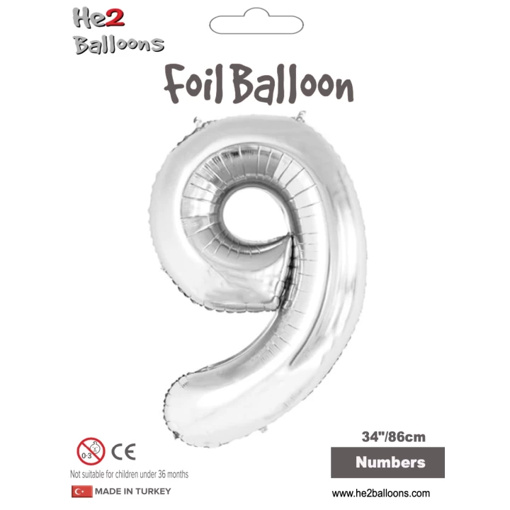 34 Gümüş Renk Folyo Balon ( 9 )