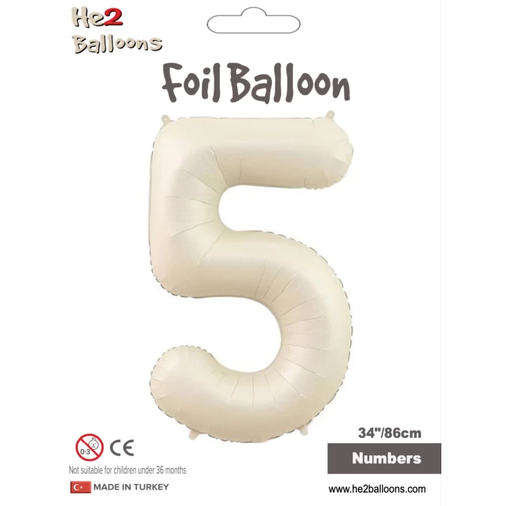 34 Krem Renk Folyo Balon ( 5 )