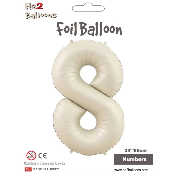 34 Krem Renk Folyo Balon ( 8 )