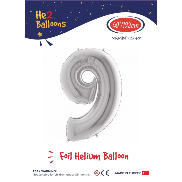 40 Gümüş Renk Folyo Balon ( 9 )