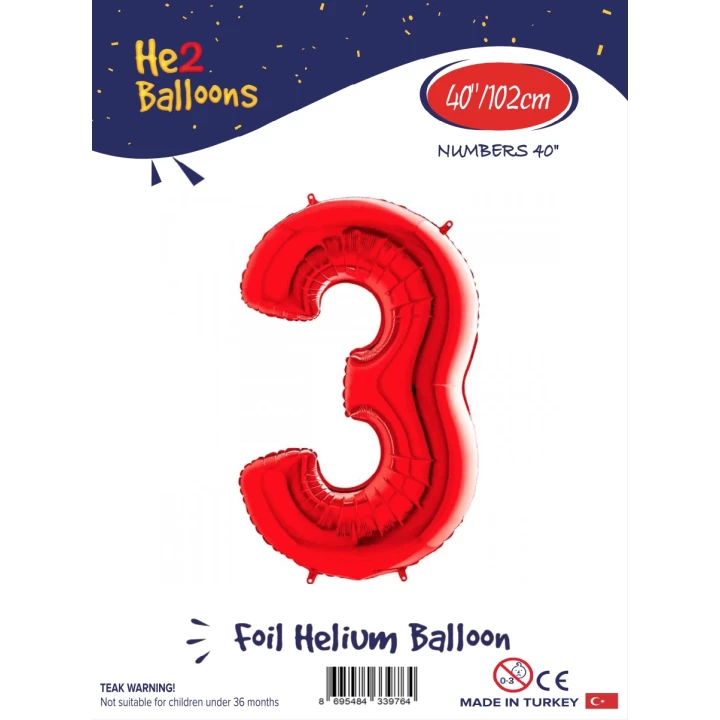 40 Kırmızı Renk Folyo Balon ( 3 )