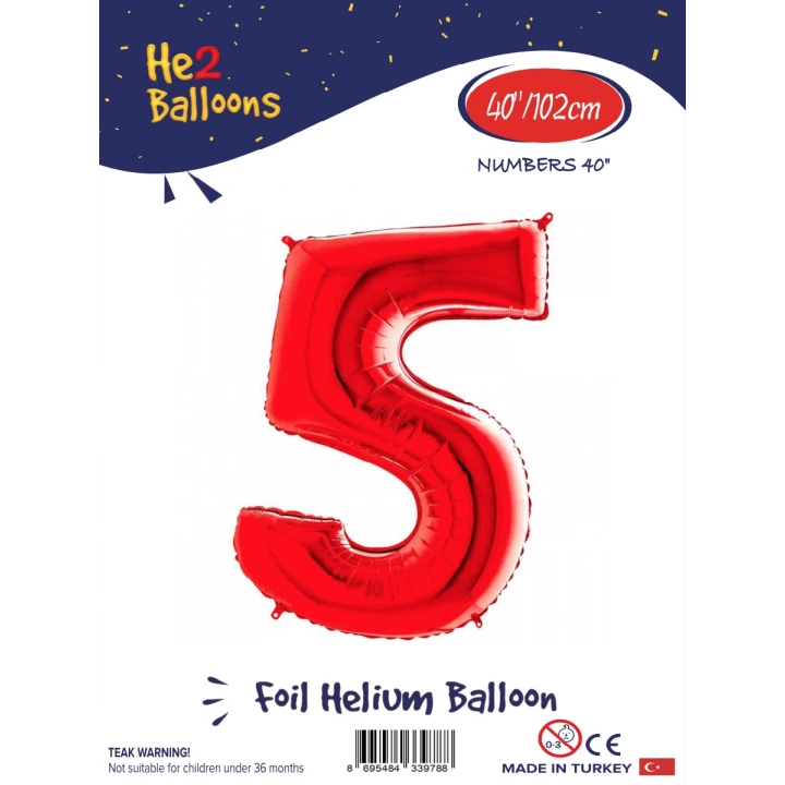 40 Kırmızı Renk Folyo Balon ( 5 )