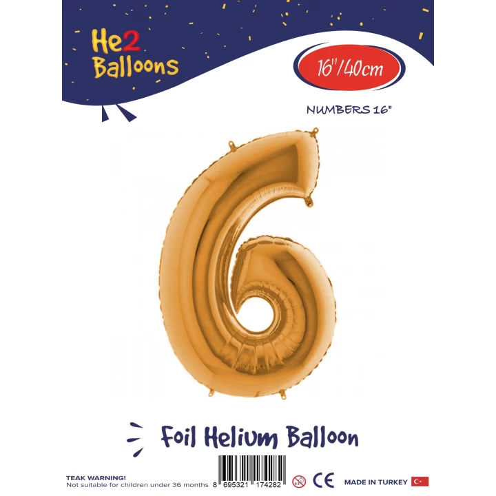 16Altın Renk Folyo Balon ( 6 )
