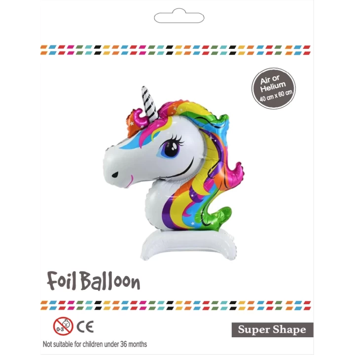 Ayaklı Unicorn Kafası Folyo Balon
