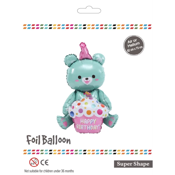 Yeşil Oturan Ayı Folyo Balon