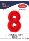 16Kırmızı Renk Folyo Balon ( 8 )