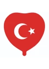 24Bayrak Baskılı Kalp Folyo Balon 50 Li Paket
