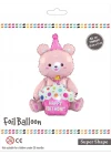 Pembe Oturan Ayı Folyo Balon