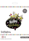 Siyah Party Happy Birthday Folyo Balon