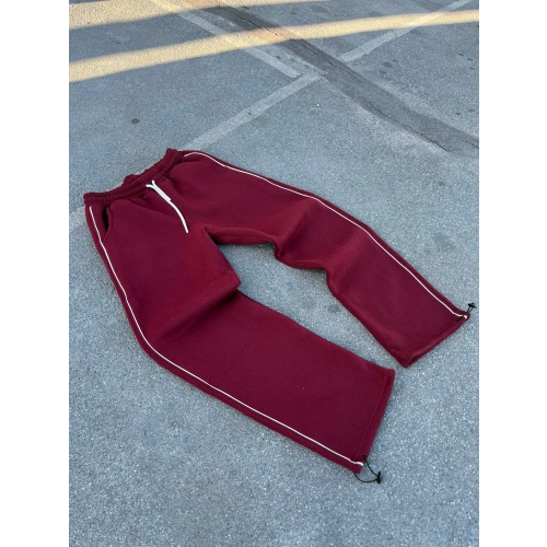 Biyeli Paça Stoper Şardonlu Eşofman Bordo