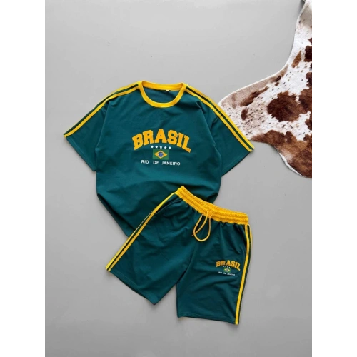 Brasil Oversize Unisex Şortlu Takım Yeşil
