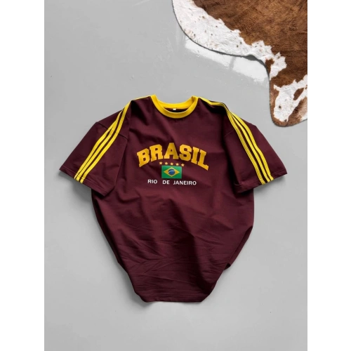 BRASIL Oversize Unisex Tshirt Bordo