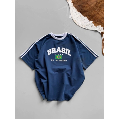 BRASIL Oversize Unisex Tshirt Lacivert