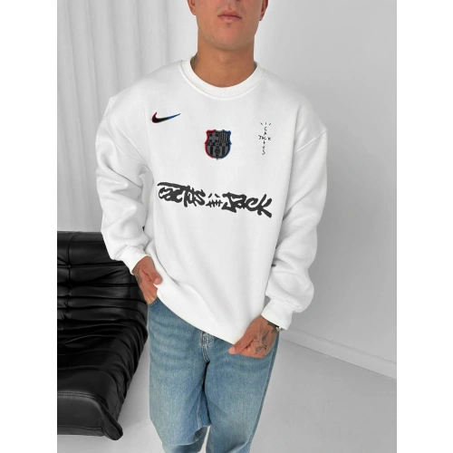Cactus Oversize Unisex Sweatshirt Beyaz