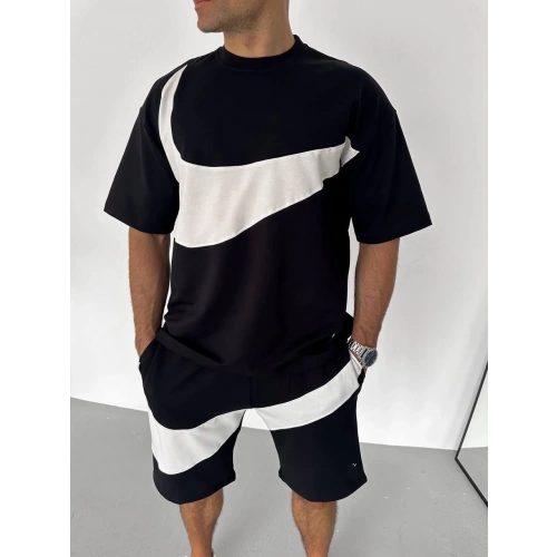 Capi Oversize Unisex Şortlu Takım Siyah