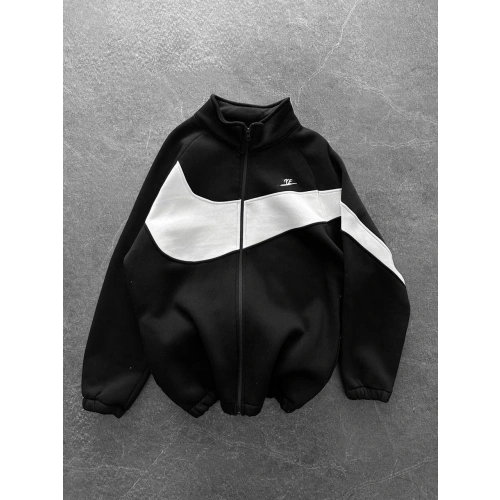 Dik Yaka Unisex Oversize Hırka Siyah