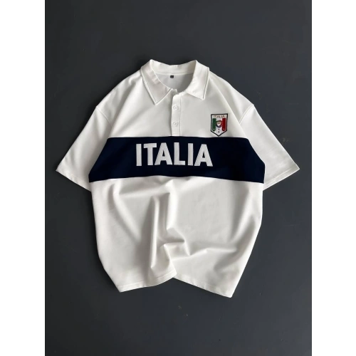 İtaly Unisex Polo Yaka Tshirt Beyaz