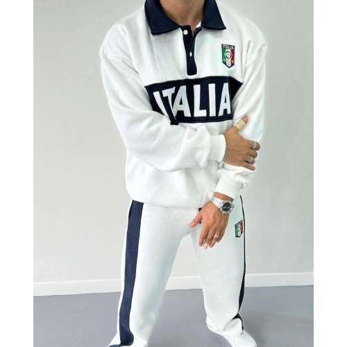 İTL Şardonlu Unisex Eşofman Takım Beyaz