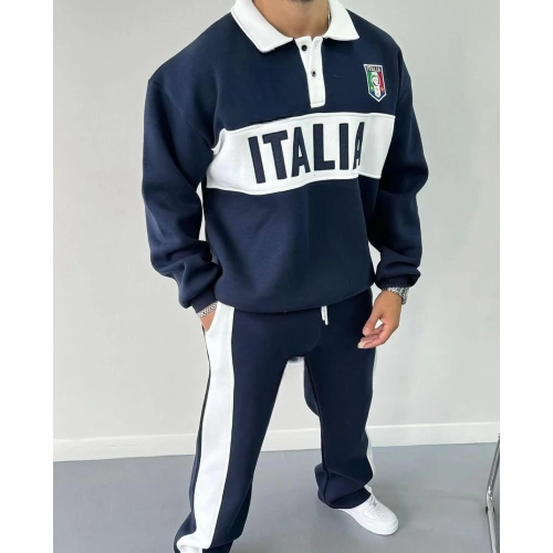 İTL Şardonlu Unisex Eşofman Takım Lacivert