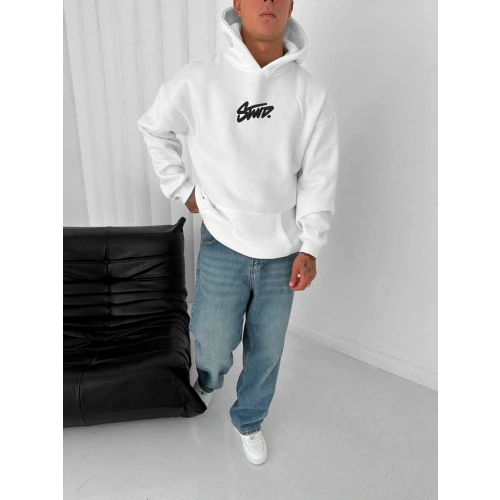 Kapüşonlu SWD Unisex Sweatshirt Beyaz