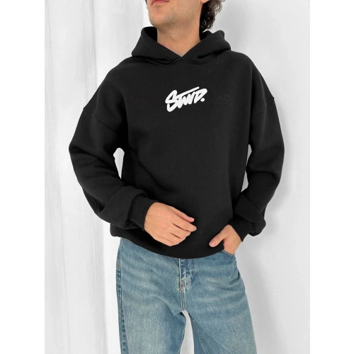 Kapüşonlu SWD Unisex Sweatshirt Siyah