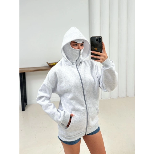 Kar Maske Unisex Oversize Hırka Gri