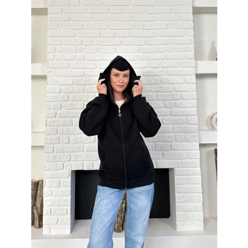 Kar Maske Unisex Oversize Hırka Siyah