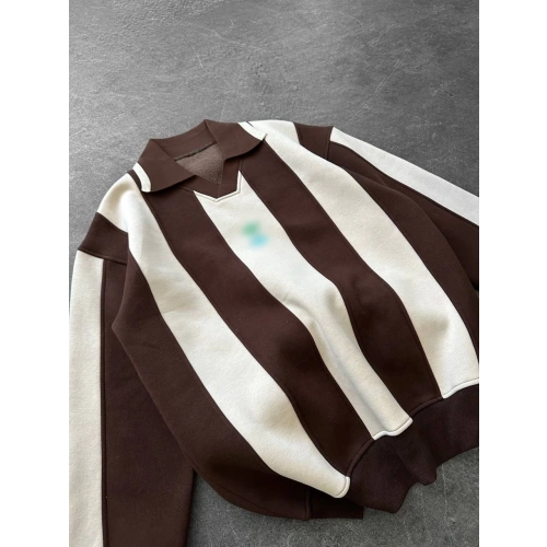 MRH Unisex Polo Yaka Sweatshirt Kahverengi