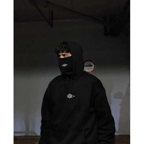 Kar Maskeli Kapüşonlu Unisex Sweatshirt Siyah