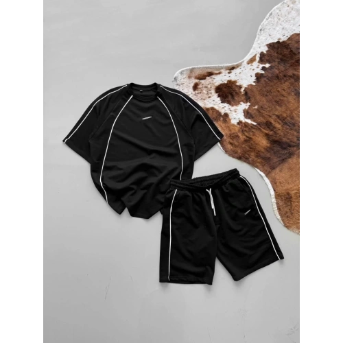 Logo Detay Oversize Unisex Takım Siyah