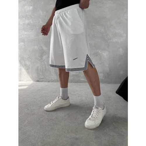 Logolu Basic Unisex Şort Beyaz
