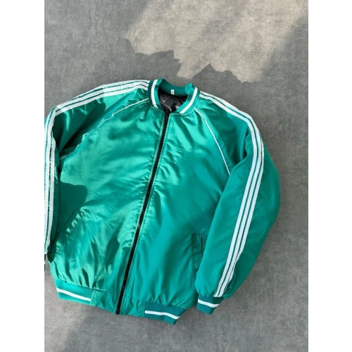 Nakışlı Oversize Unisex Bomber Ceket Yeşil
