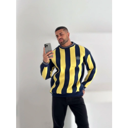 Oversize Taraftar Unisex Sweatshirt Sarı-Lacivert