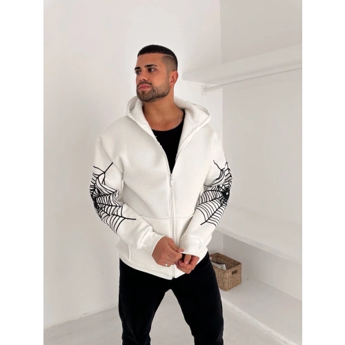 Spider Unisex Oversize Hırka Beyaz