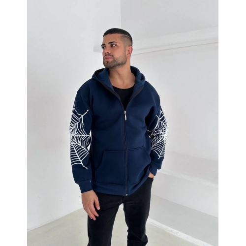 Spider Unisex Oversize Hırka Lacivert