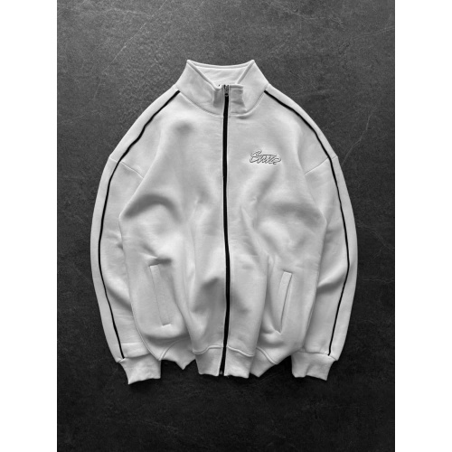 STWD Unisex Şardonlu Oversize Hırka Beyaz
